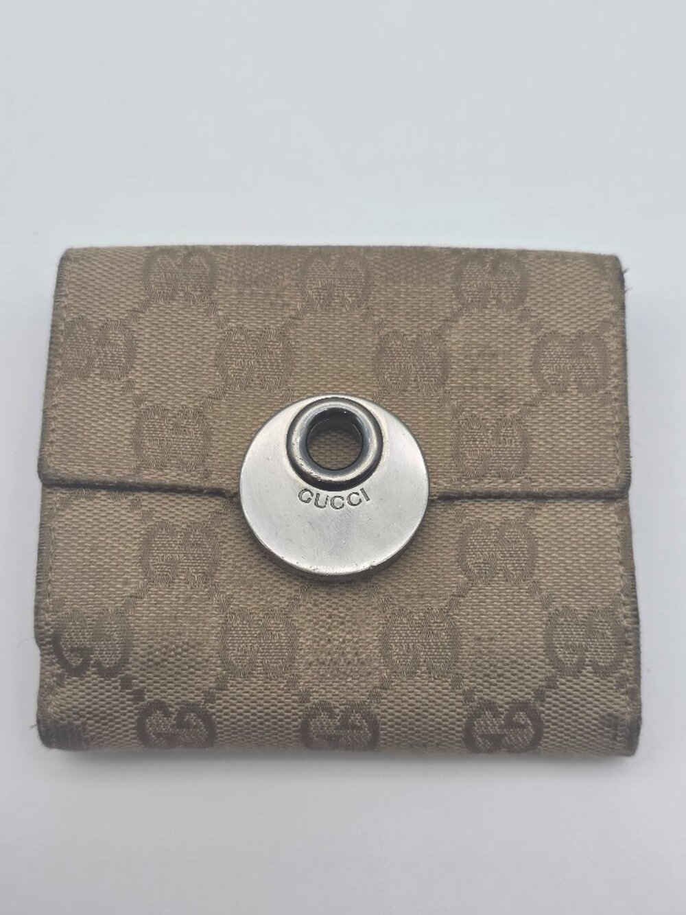 Gucci Canvas Kisslock Compact Wallet